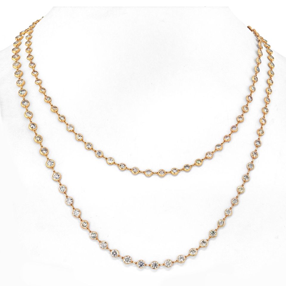 18K Yellow Gold 34 Carat Diamond By The Yard Necklace