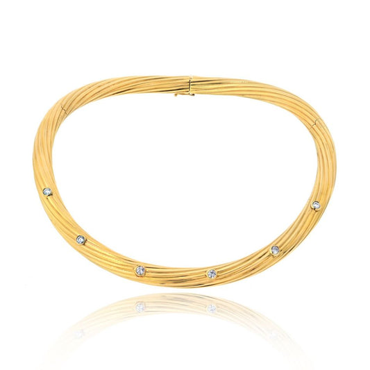 Cartier 18K Yellow Gold Fluted Twist Diamond Choker Necklace