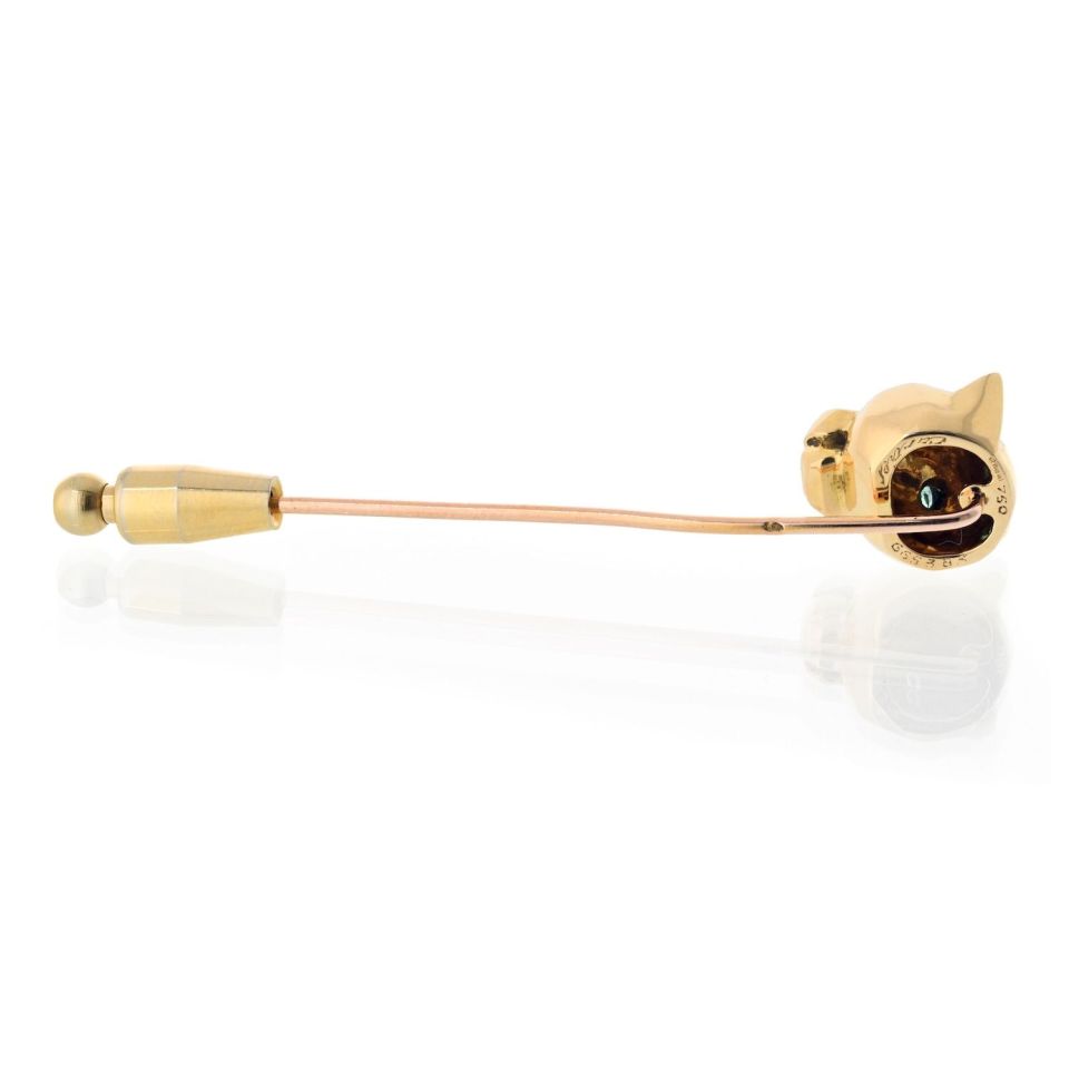 Cartier 18K Yellow Gold Panthere Tie Pin Brooch