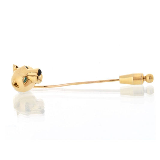 Cartier 18K Yellow Gold Panthere Tie Pin Brooch