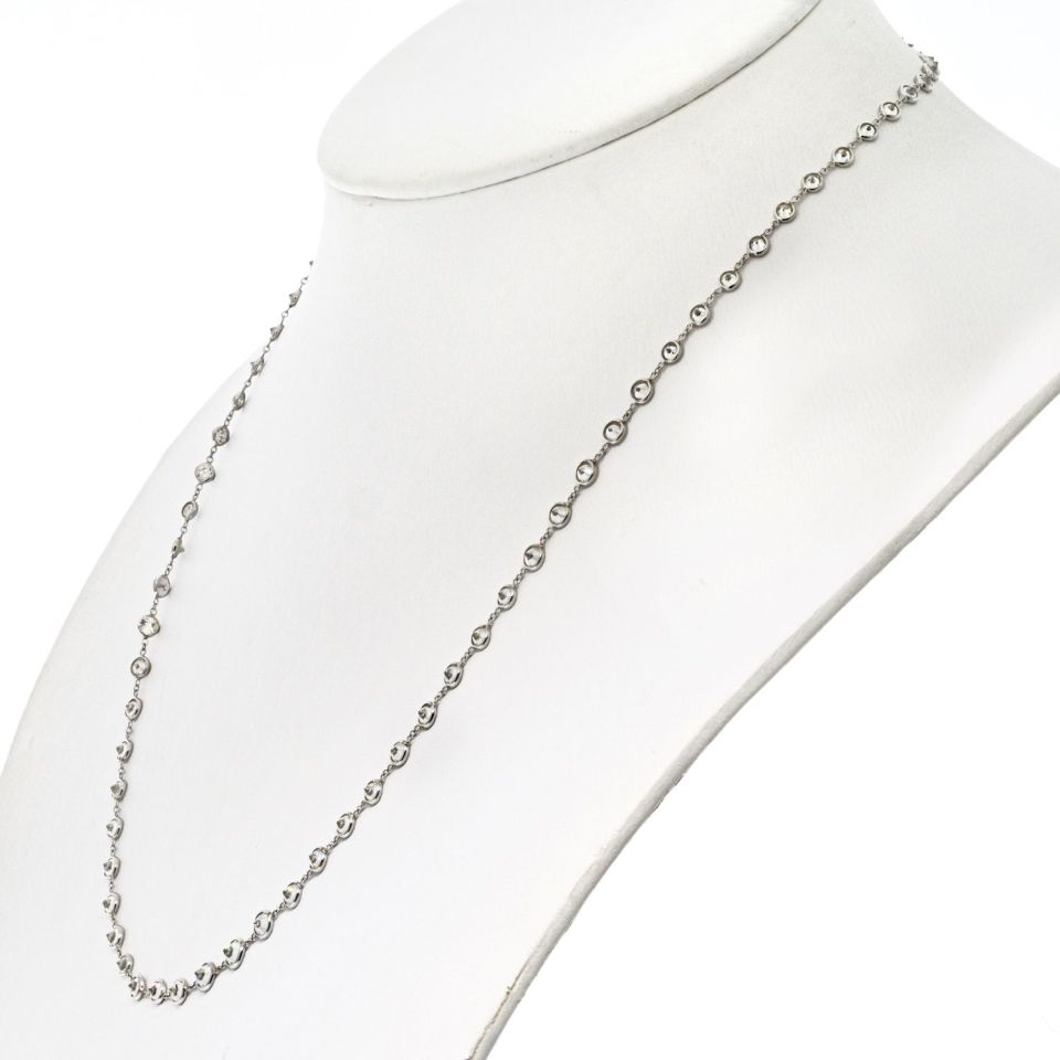 14K White Gold 8.47cttw Round Diamond By The Yard Necklace