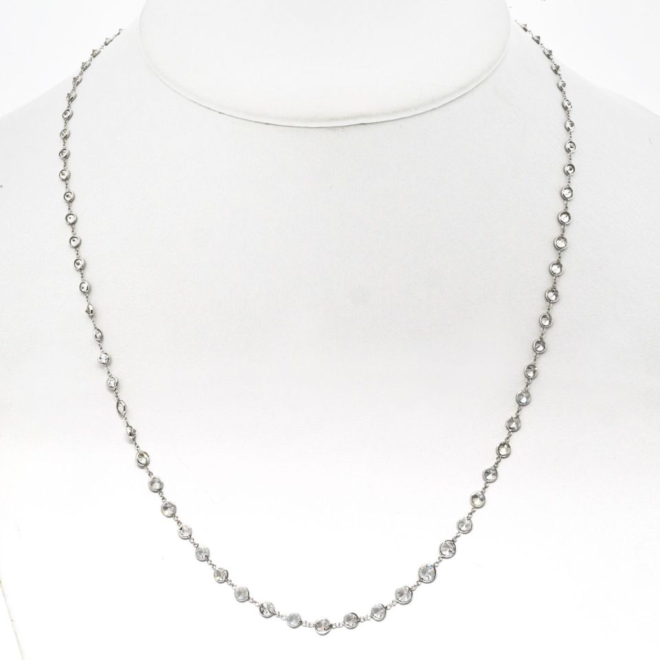 14K White Gold 8.47cttw Round Diamond By The Yard Necklace