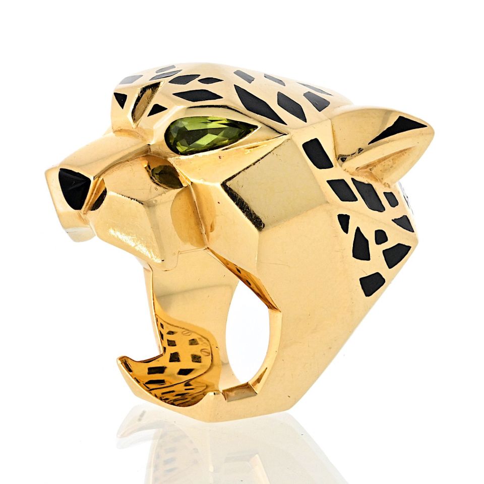 Cartier 18K Yellow Gold Panthere Head Ring