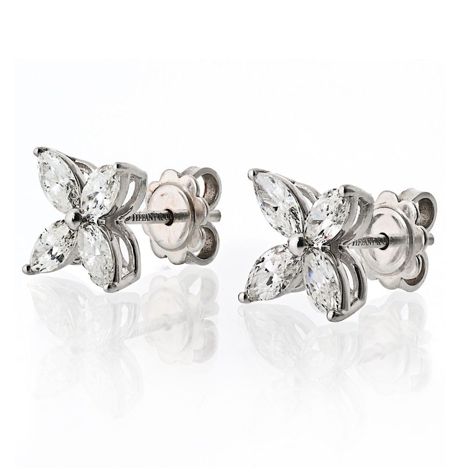 Tiffany & Co. Victoria Large Model Marquise Cut 1.62cttw Stud Earrings