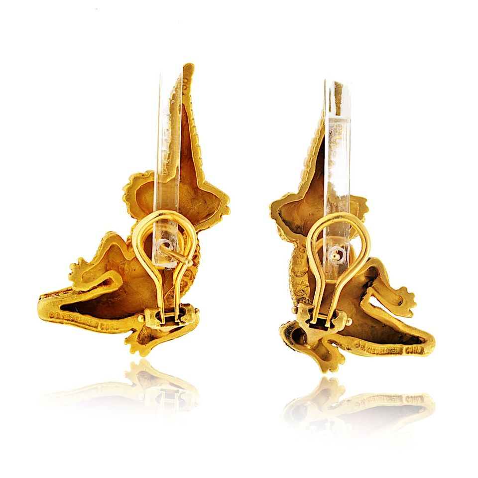 Kieselstein Cord 18K Yellow Gold Alligator Earrings