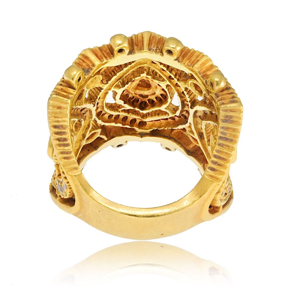 Doris Panos 18K Yellow Gold Diamond Cocktail Openwork Ring