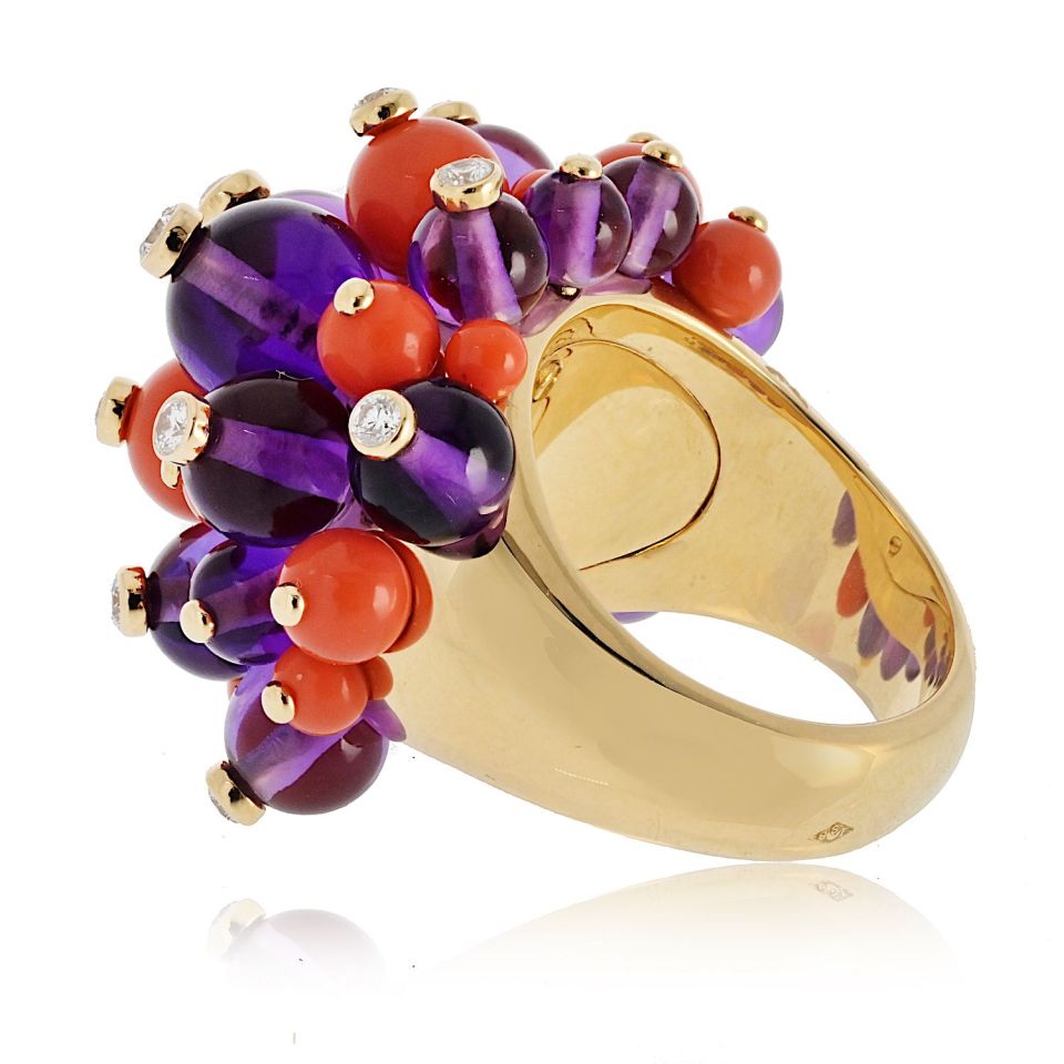 Cartier Delices de goa Amethyst, Coral And Diamond Ring