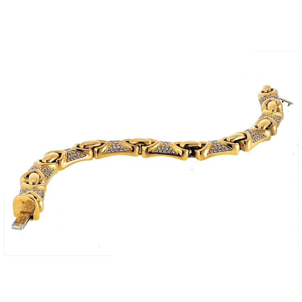 Bvlgari 18K Yellow Gold Parentesi Diamond Link Bracelet