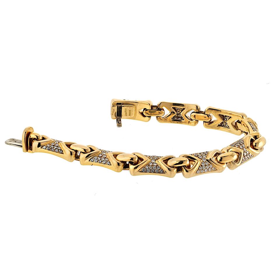 Bvlgari 18K Yellow Gold Parentesi Diamond Link Bracelet