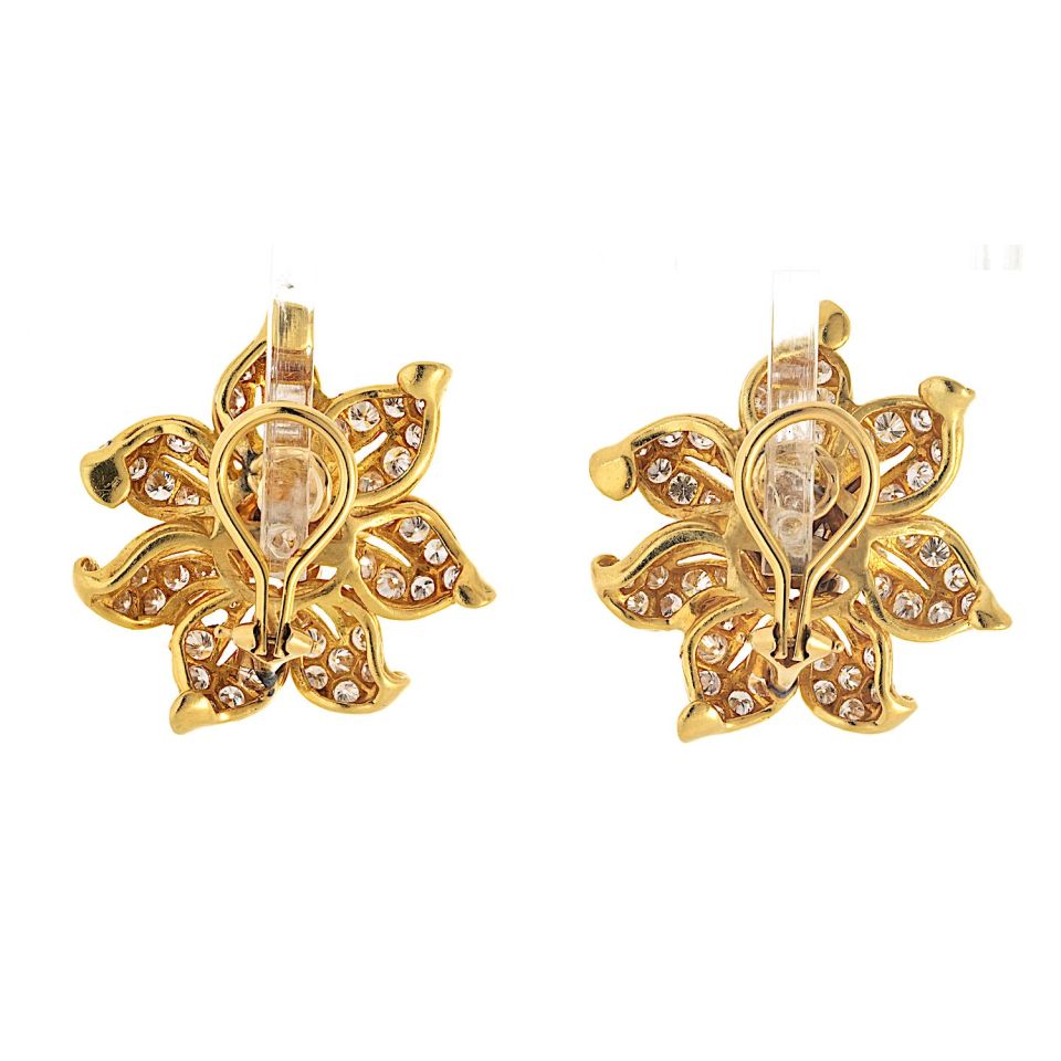 Kieselstein Cord 18K Yellow Gold Diamond Flower 7.00cttw Earrings