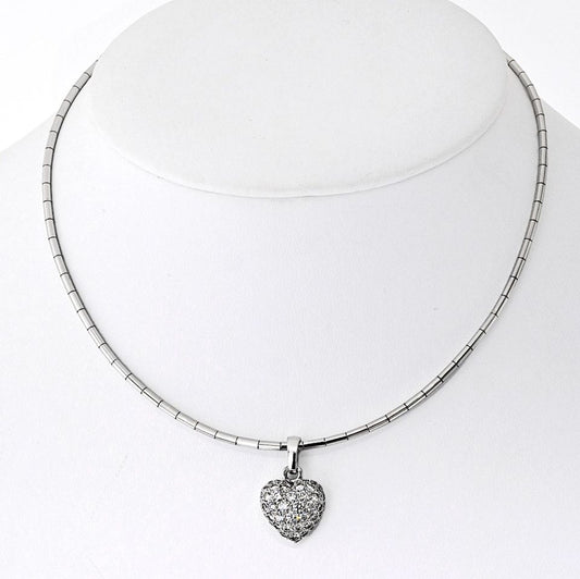 Cartier 18K White Gold Pave Diamond Heart Necklace