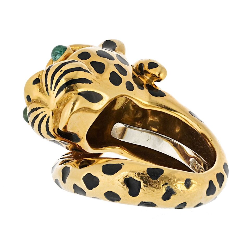 David Webb Platinum & 18K Yellow Gold Leopard Ring