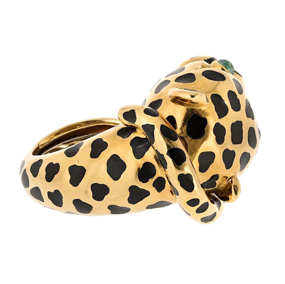 David Webb Platinum & 18K Yellow Gold Leopard Ring