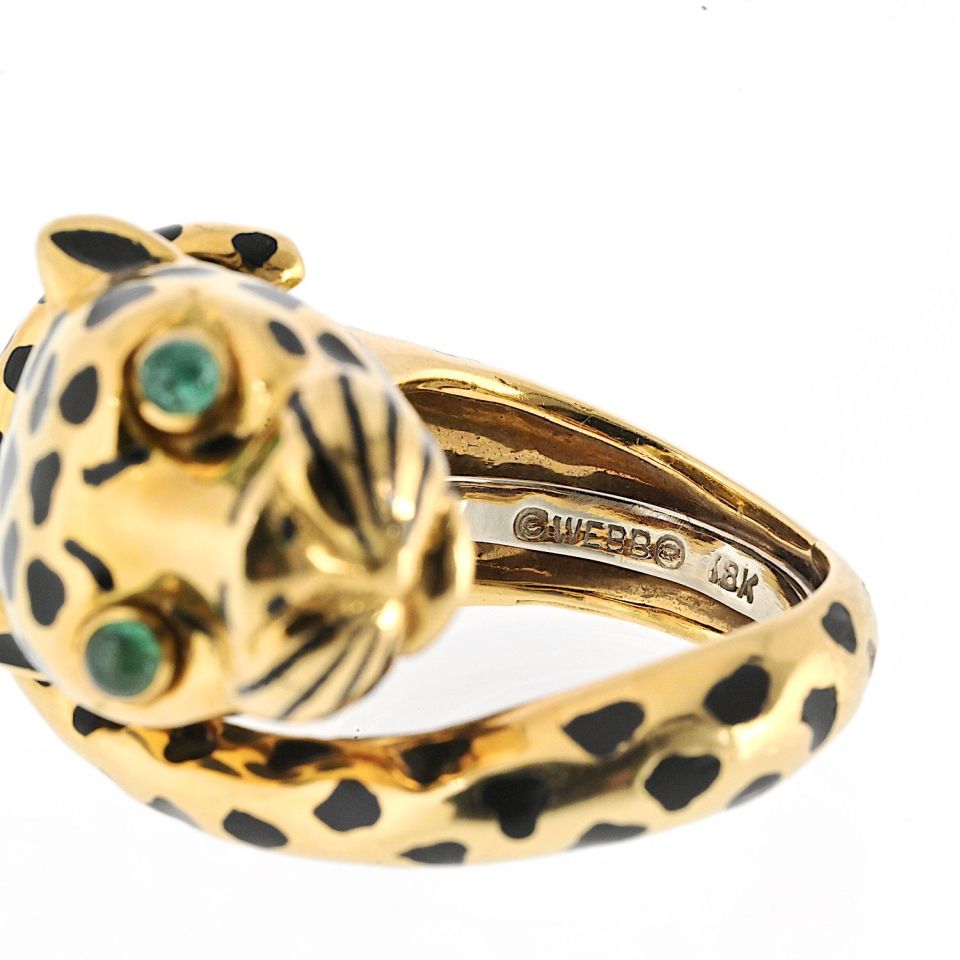 David Webb Platinum & 18K Yellow Gold Leopard Ring