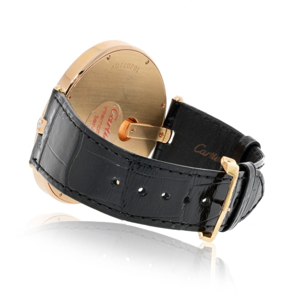 Cartier 18K Rose Gold Captive 55mm Diamond Bezel And Diamond Dial Watch