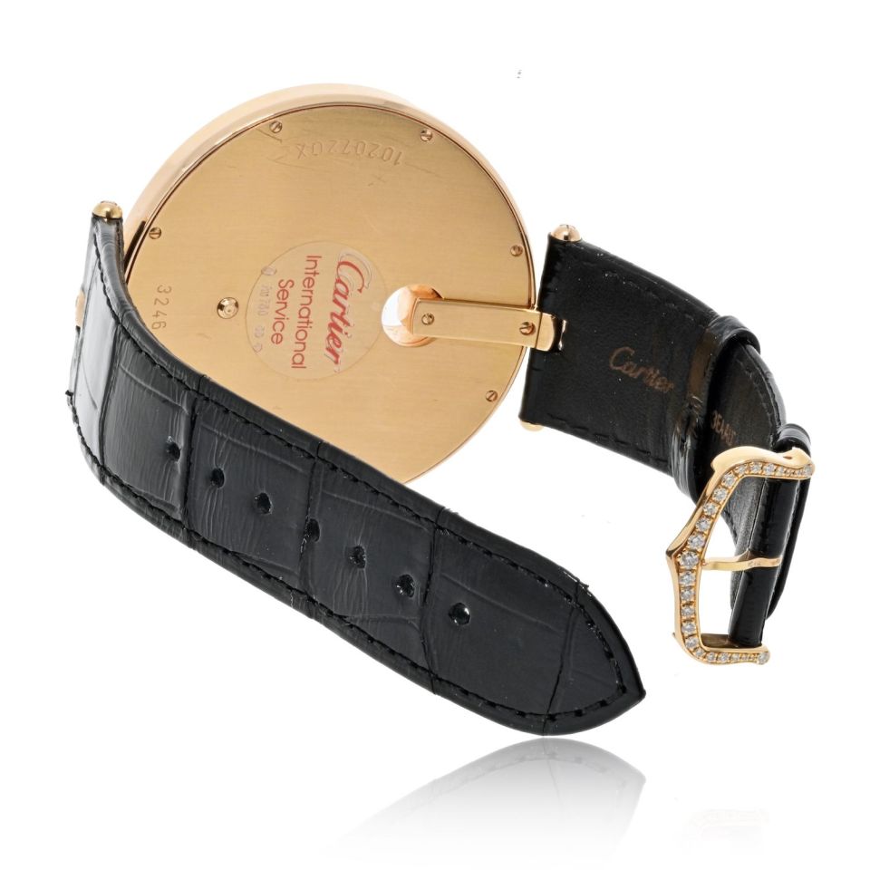 Cartier 18K Rose Gold Captive 55mm Diamond Bezel And Diamond Dial Watch