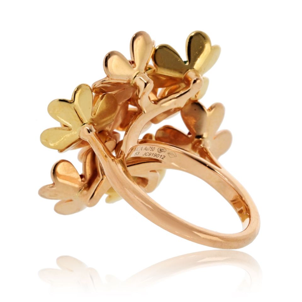 Van Cleef & Arpels 18K Yellow Gold Frivole 8 Flowers EU 53 Ring