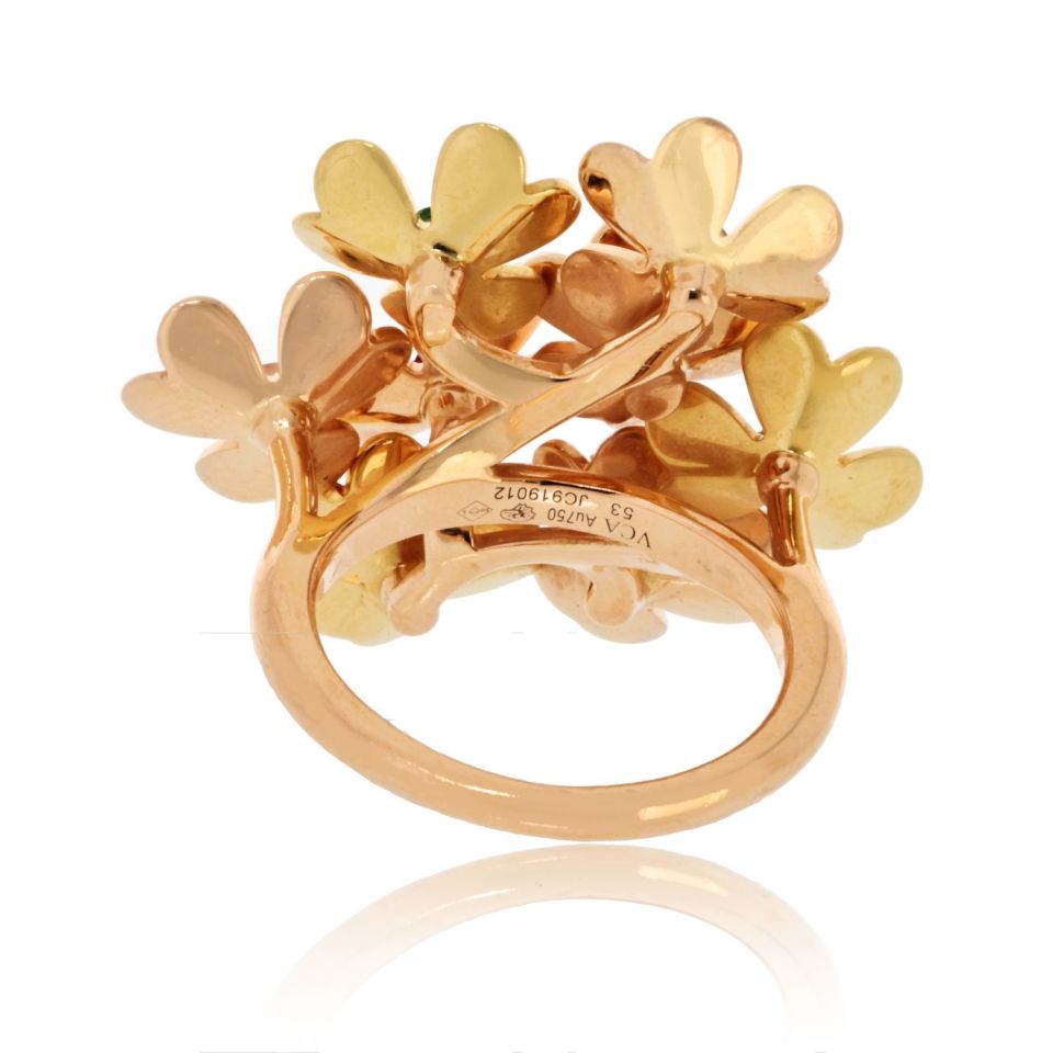 Van Cleef & Arpels 18K Yellow Gold Frivole 8 Flowers EU 53 Ring