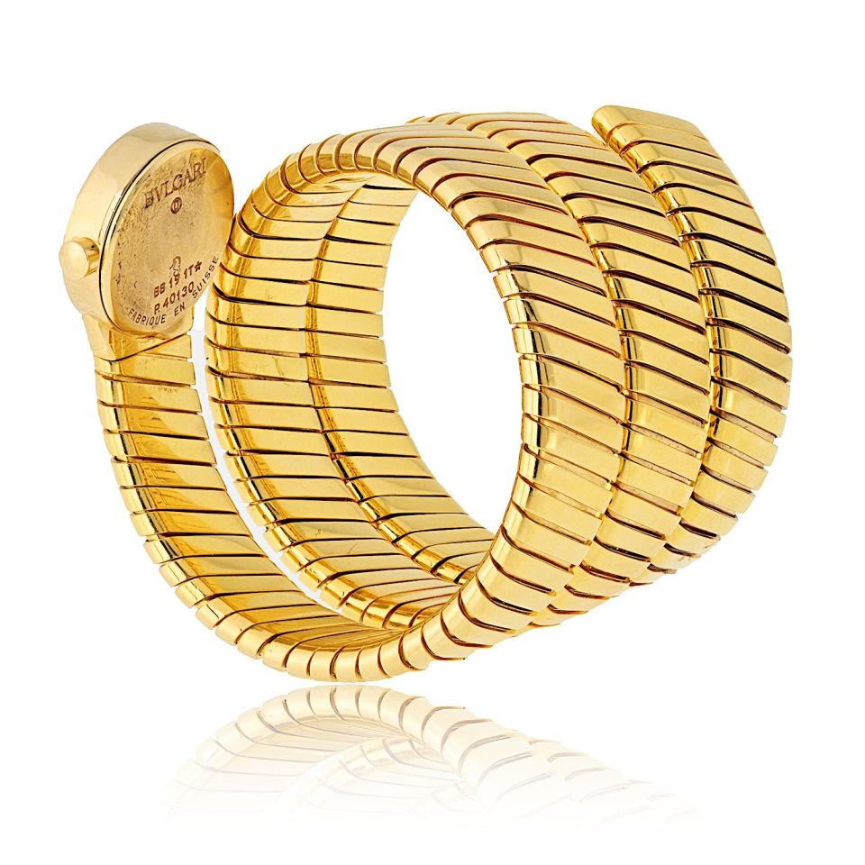 Bvlgari 18K Yellow Gold BB 19 1T Vintage Serpenti Black Dial Watch