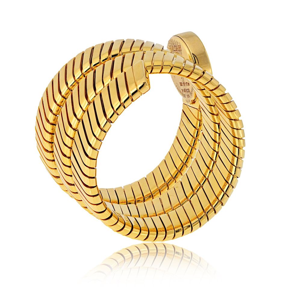 Bvlgari 18K Yellow Gold BB 19 1T Vintage Serpenti Black Dial Watch