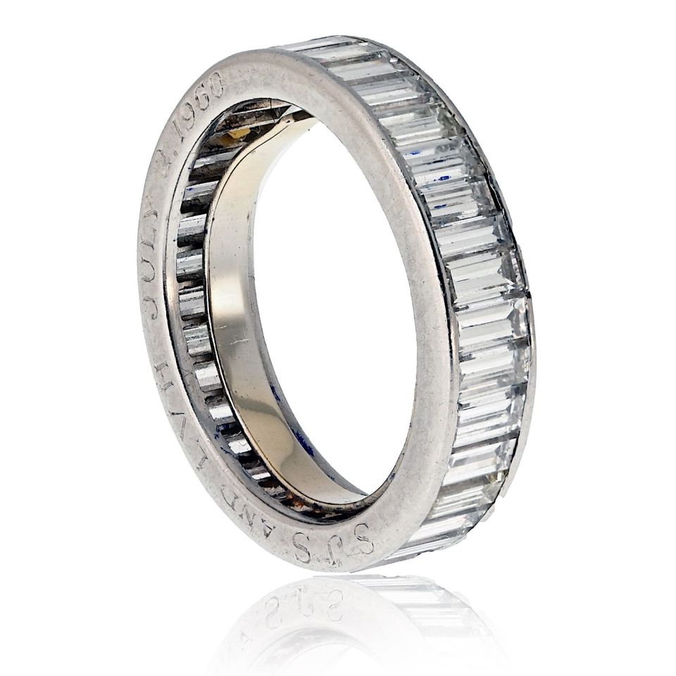 Platinum 3.00cttw Baguette Diamond Eternity Band