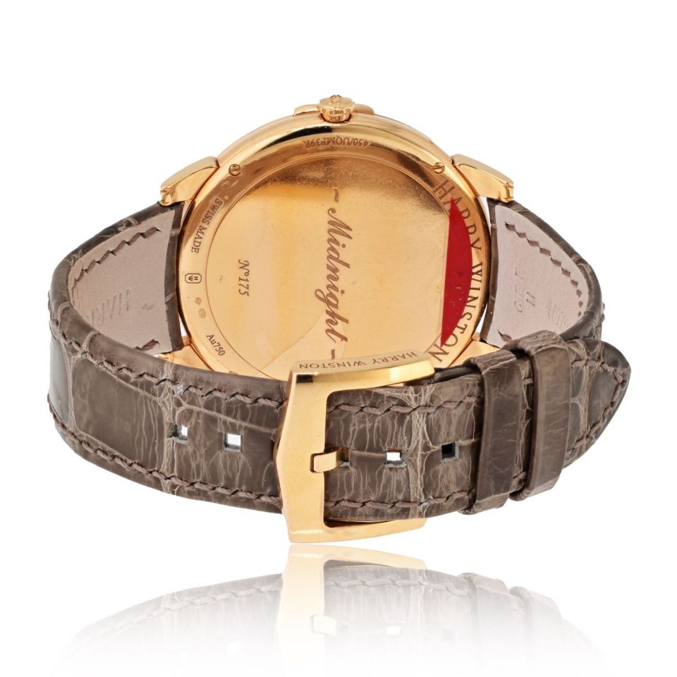 Harry Winston 18K Rose Gold Midnight Champagne Sunray Dial Watch