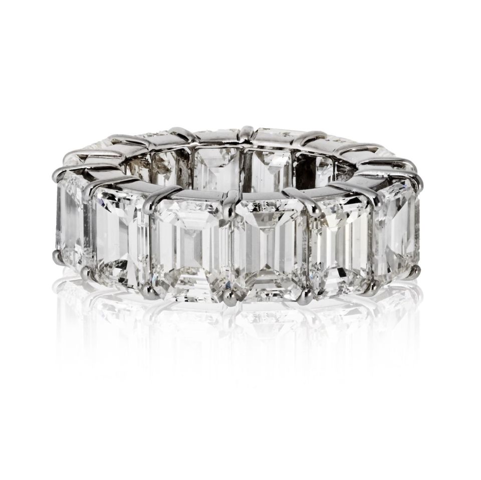 Platinum 18.00cttw Emerald Cut Diamond Eternity Ring