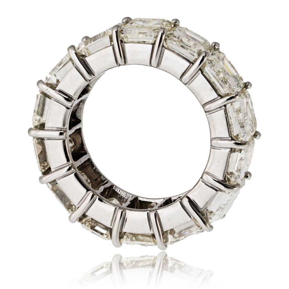 Platinum 18.00cttw Emerald Cut Diamond Eternity Ring