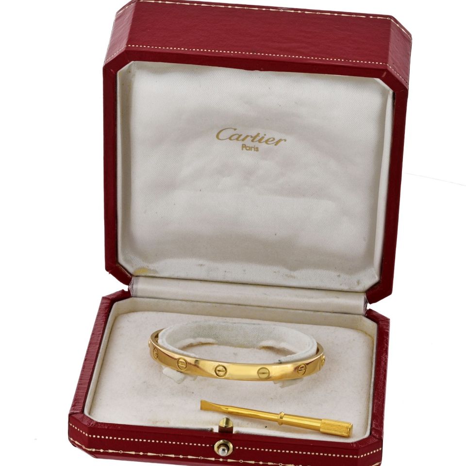 Cartier Love 18K Yellow Gold Vintage 1985 Size 18 Bracelet